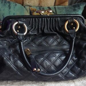 Marc Jacobs Stam  Black Quilted Leather Handbag